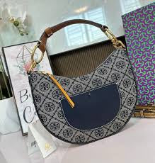 Tory Burch Half Moon  T Monogram jacquard crescent medium size sling