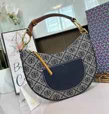 Tory Burch Half Moon  T Monogram jacquard crescent medium size sling