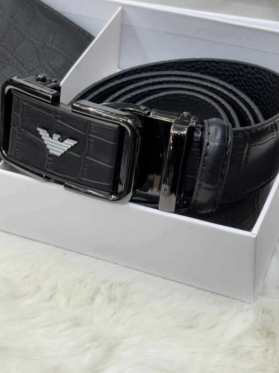 Armani wallet set in top notch quality includes belt and wallet in genuine leather next to original quality
