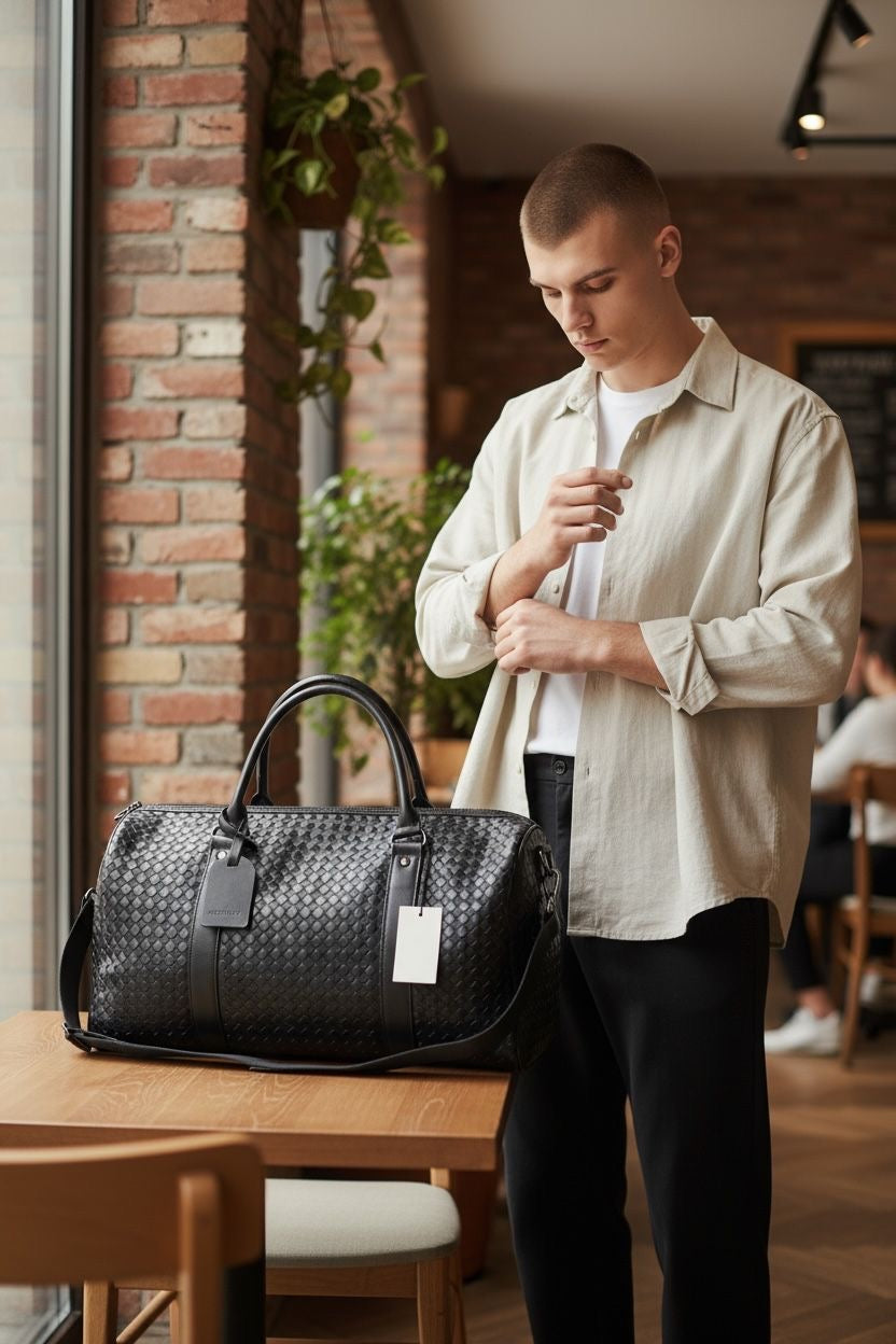 Luxury Bottega Veneta Large Leather Duffle Bag