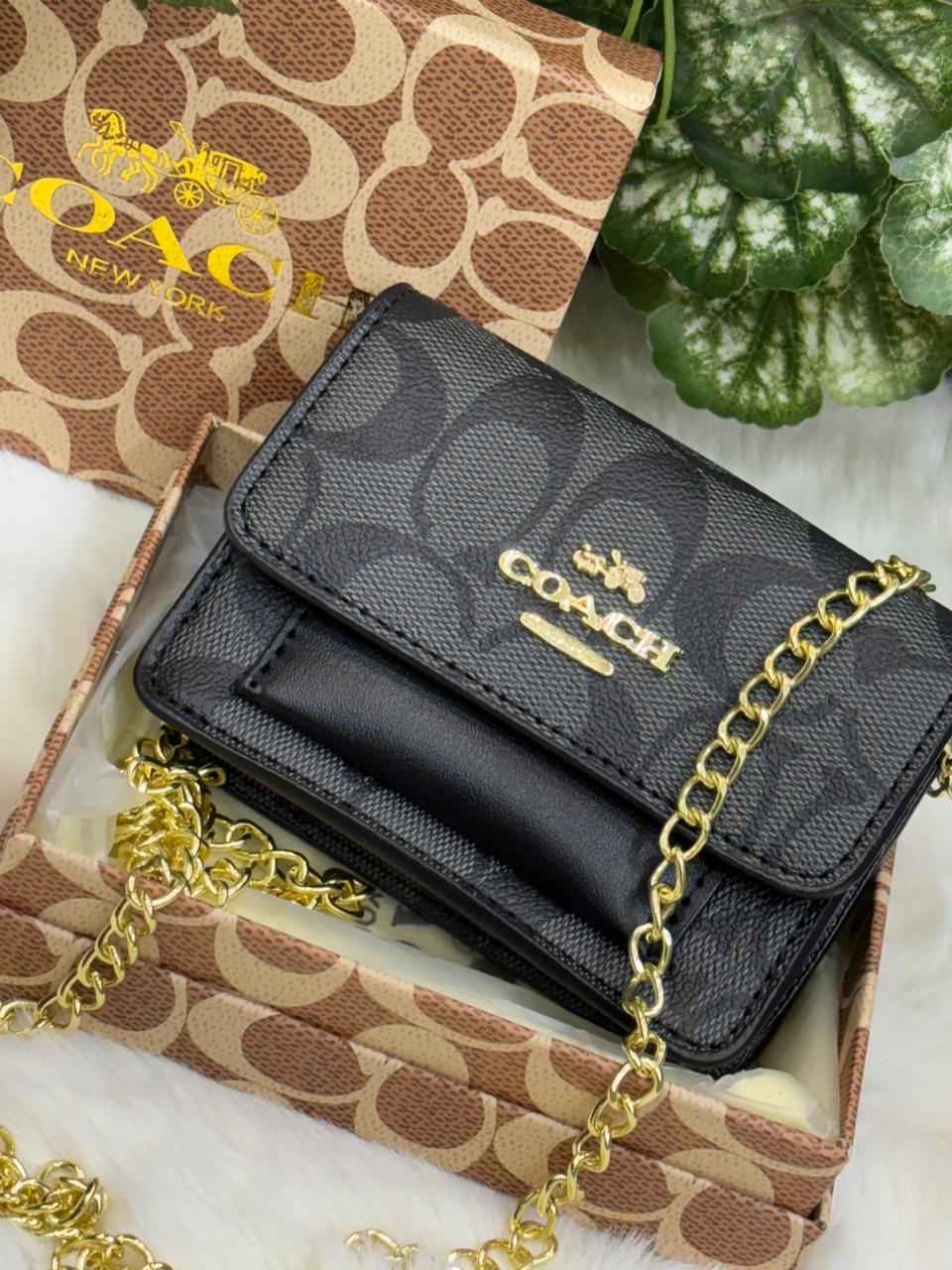 Luxury Coach flap wallet cum sling with chain for women