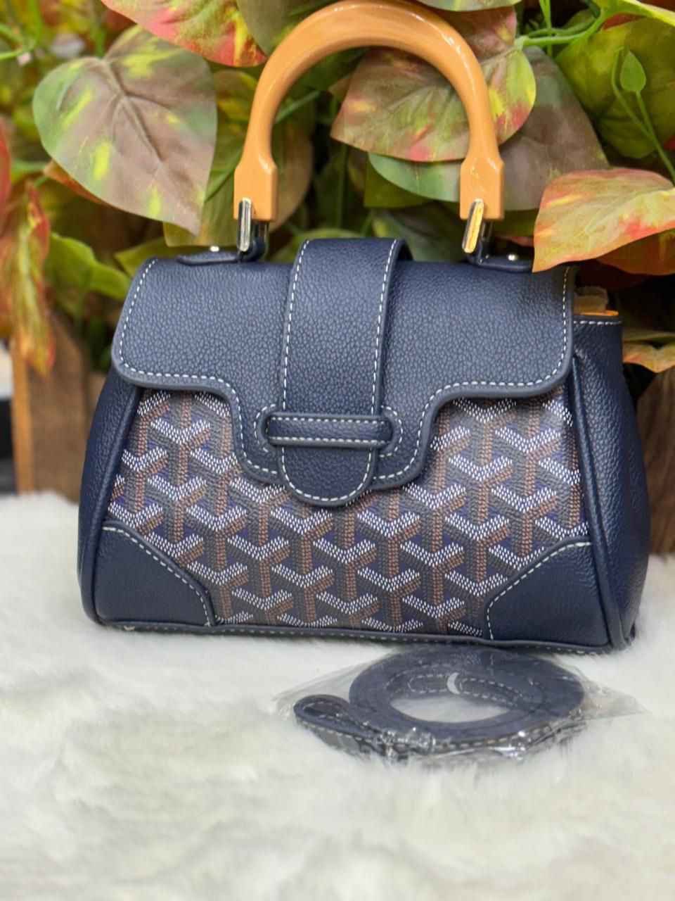 Luxury goyard sling with wooden handle