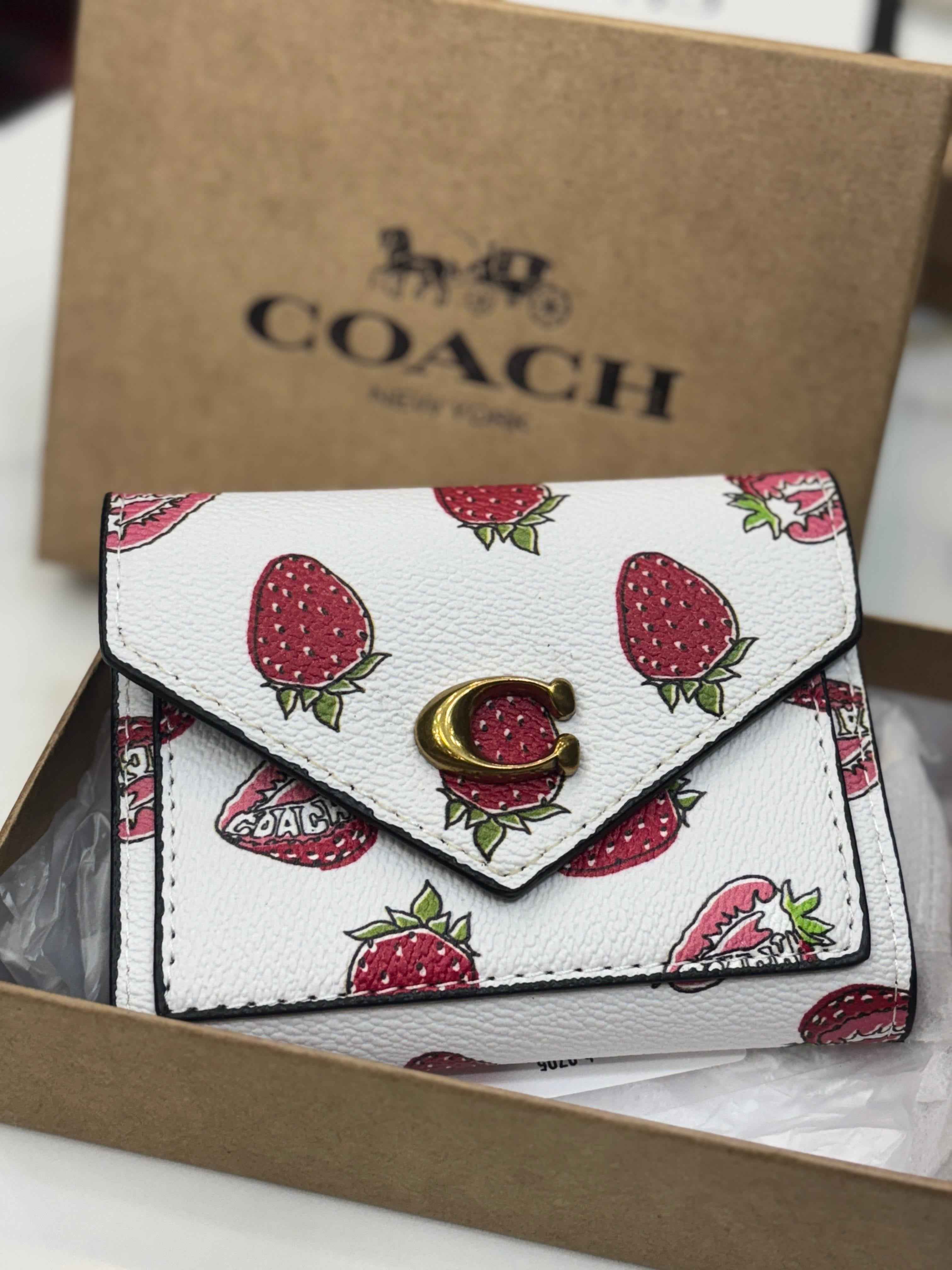 Coach flap strawberry wallet