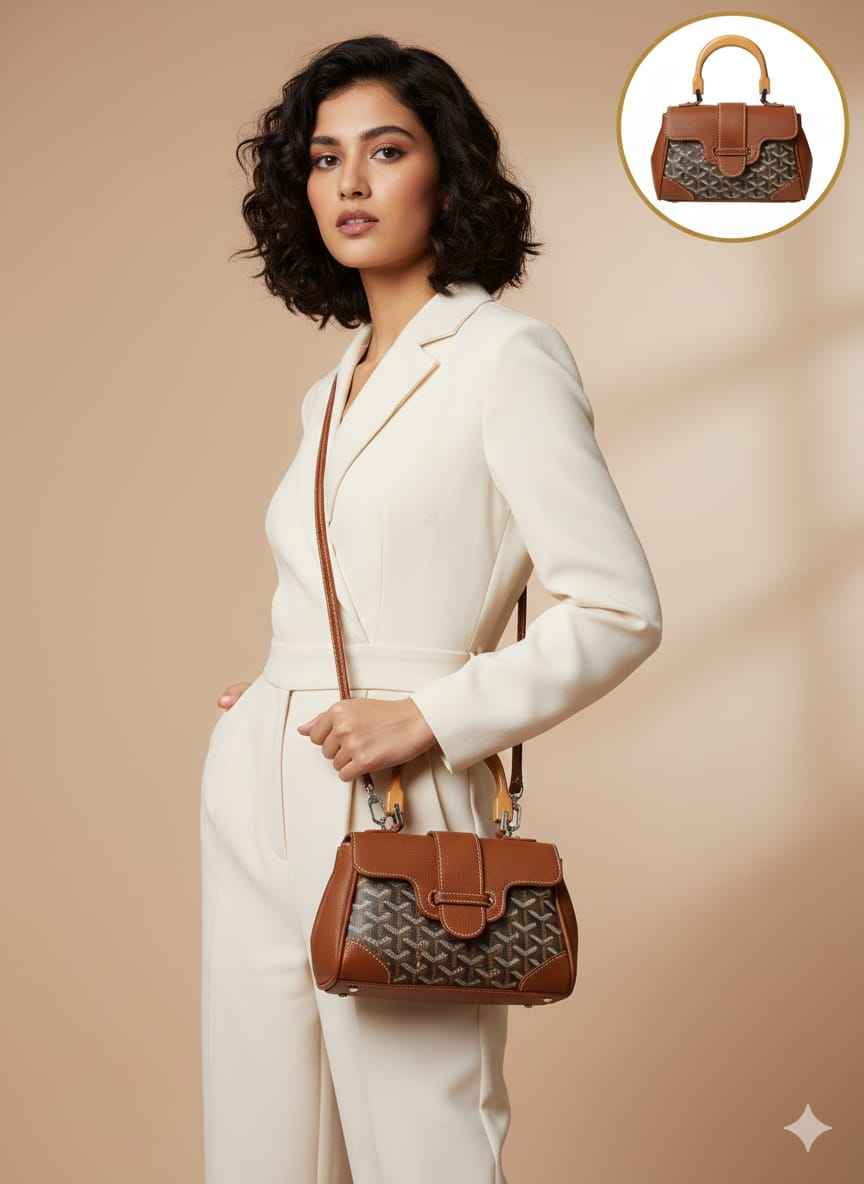 Luxury goyard sling with wooden handle