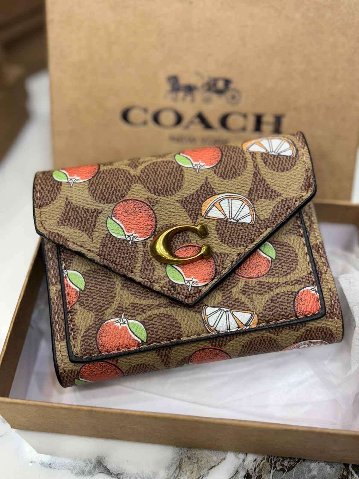 Coach three fold printed wallet