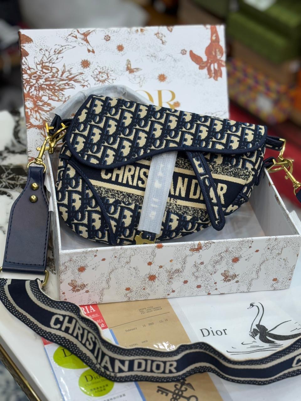 Christian dior saddle with broad belt