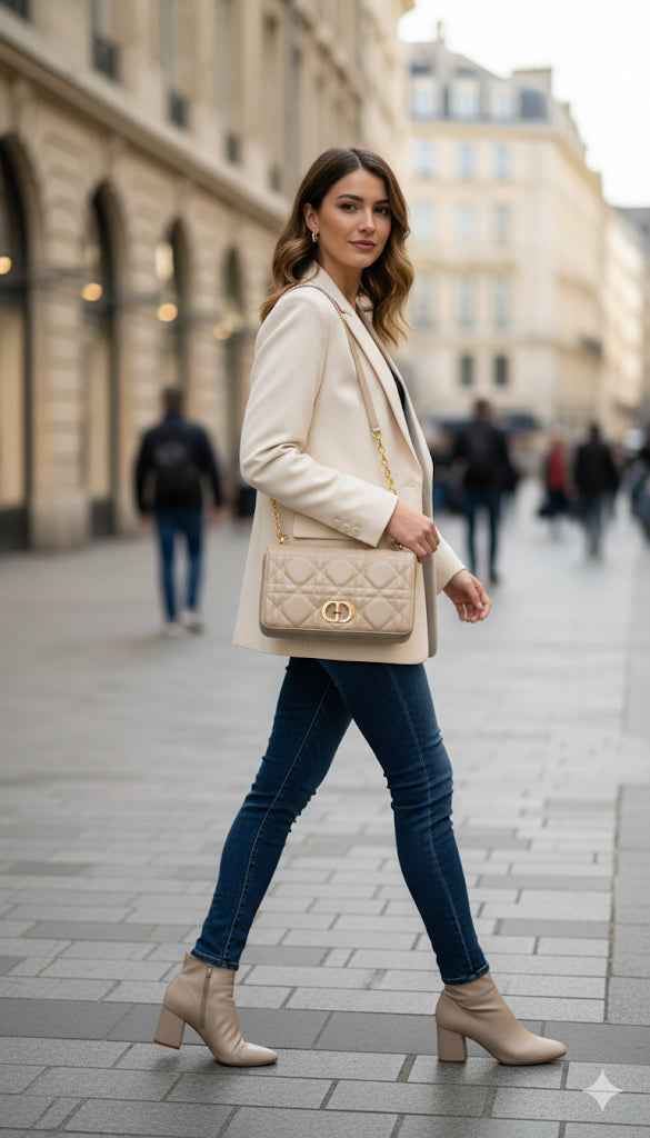 Luxury Dior caro bag in genuine leather