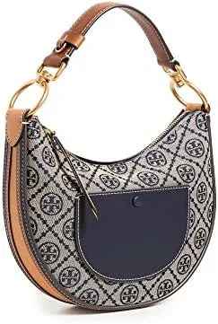 Tory Burch Half Moon  T Monogram jacquard crescent medium size sling