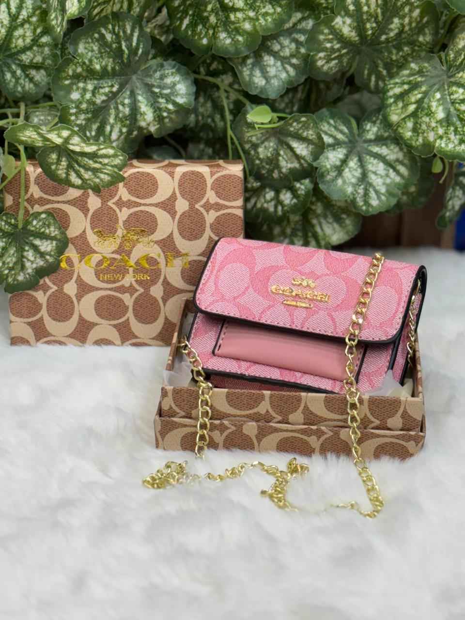 Luxury Coach flap wallet cum sling with chain for women