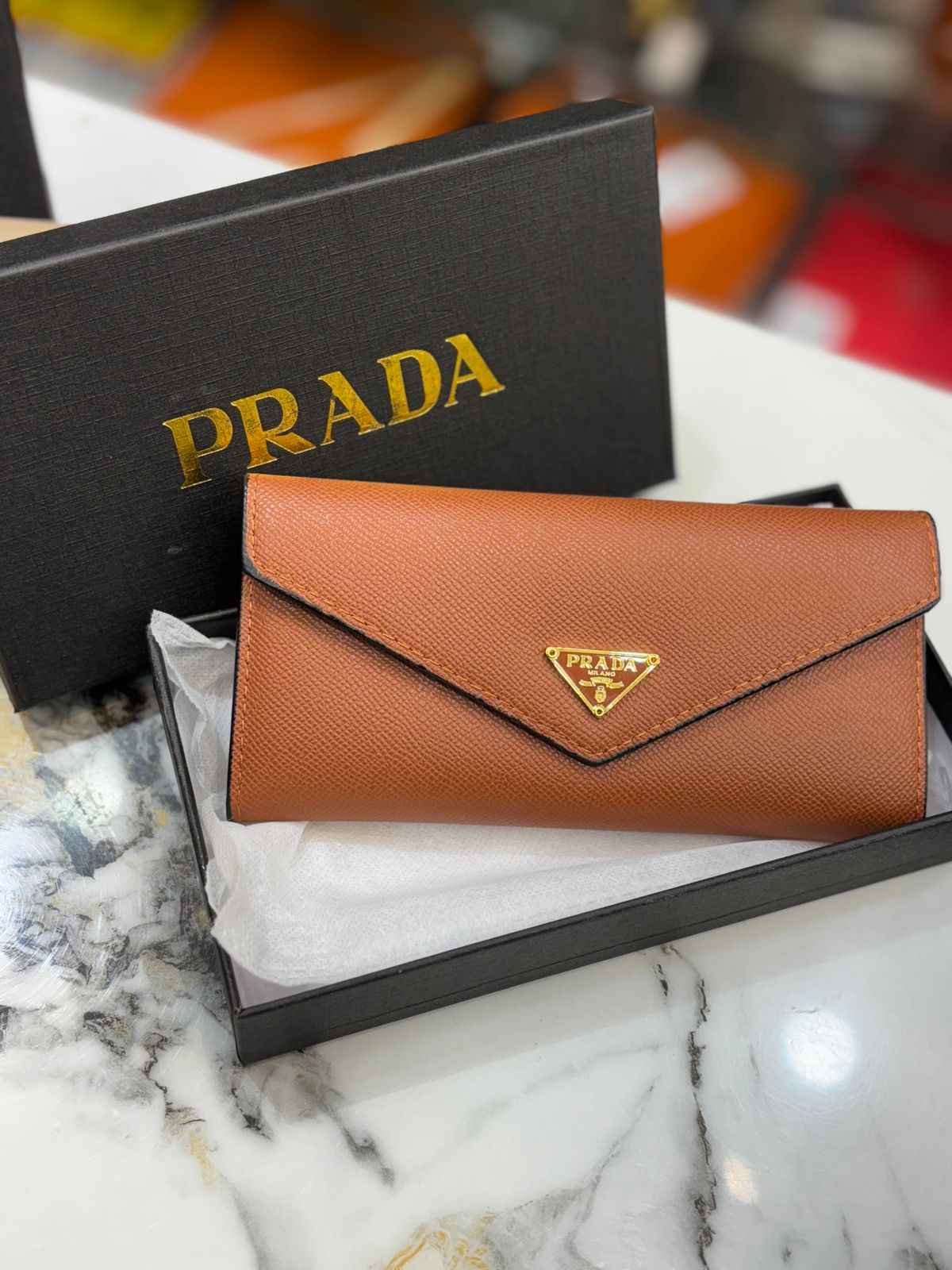Prada 2 pcs set  three fold wallet with card holder