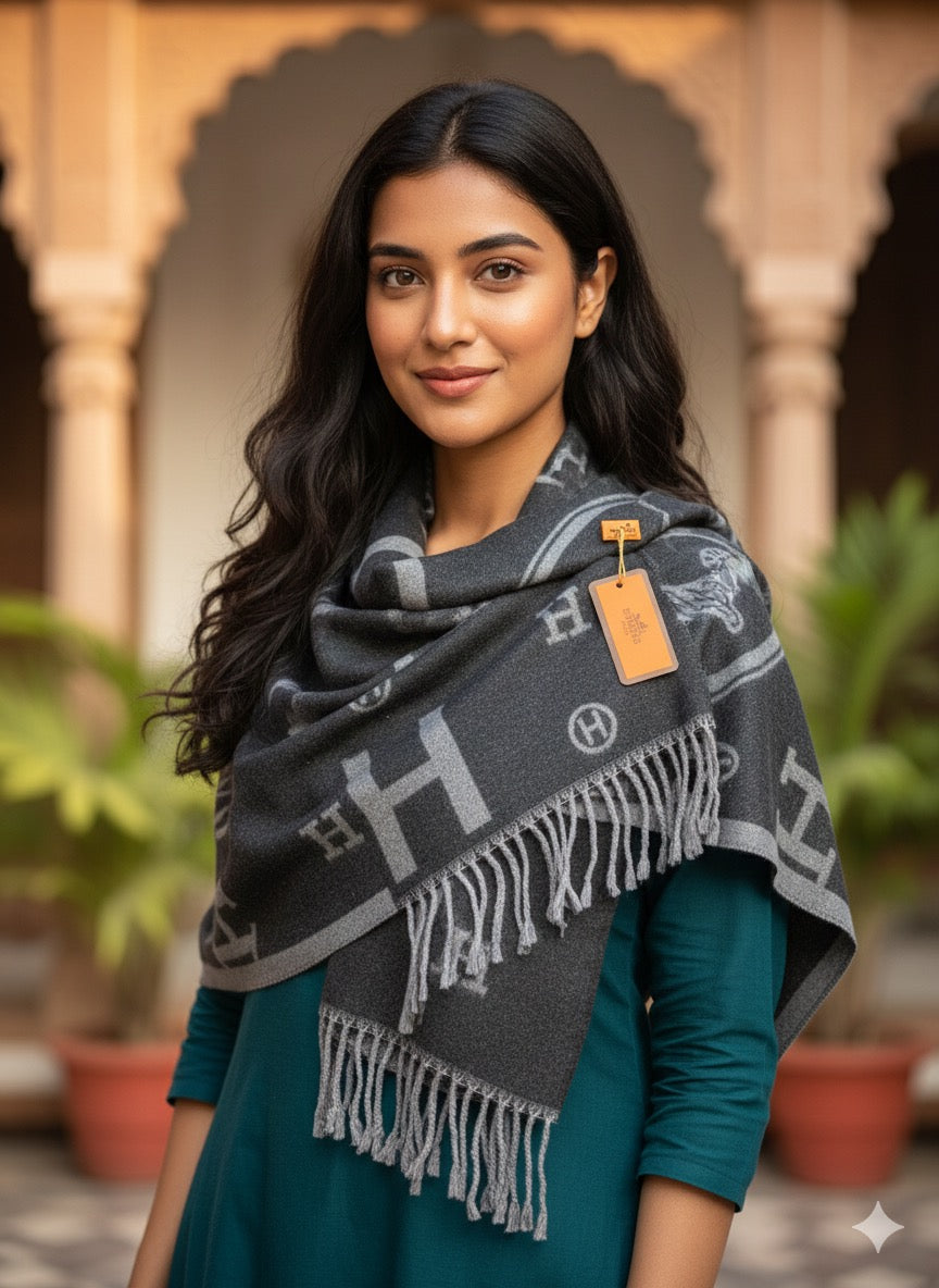 Hermes shawl full length cashmere warm for premium clients only