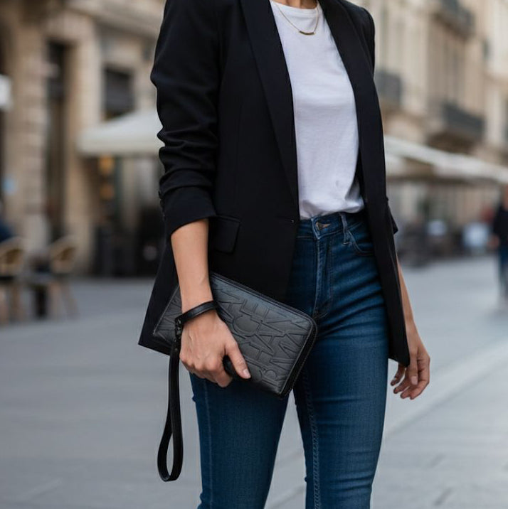 Luxury Armani Long Wristlet wallet with zip