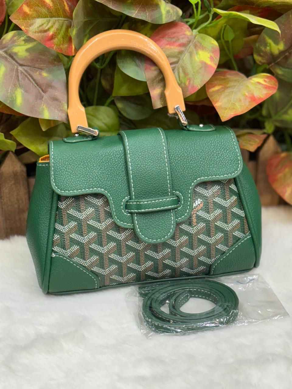 Luxury goyard sling with wooden handle