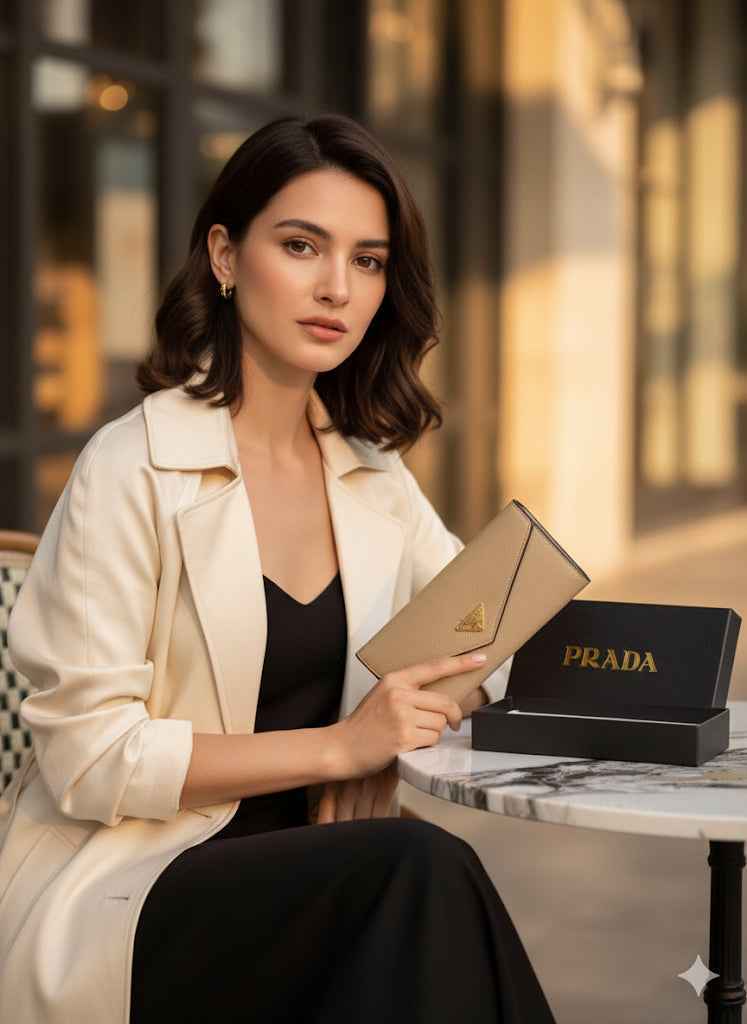 Prada 2 pcs set  three fold wallet with card holder