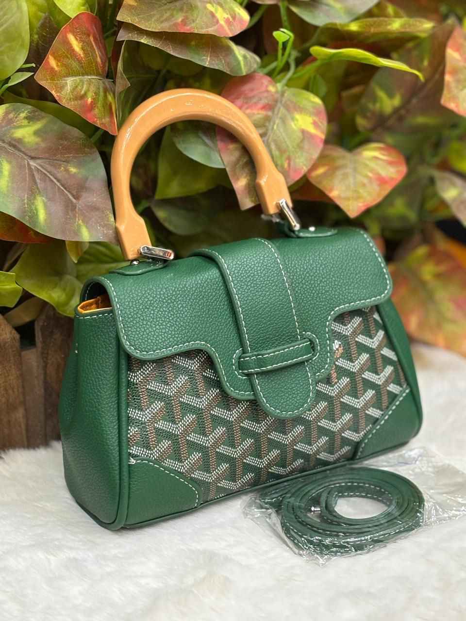 Luxury goyard sling with wooden handle