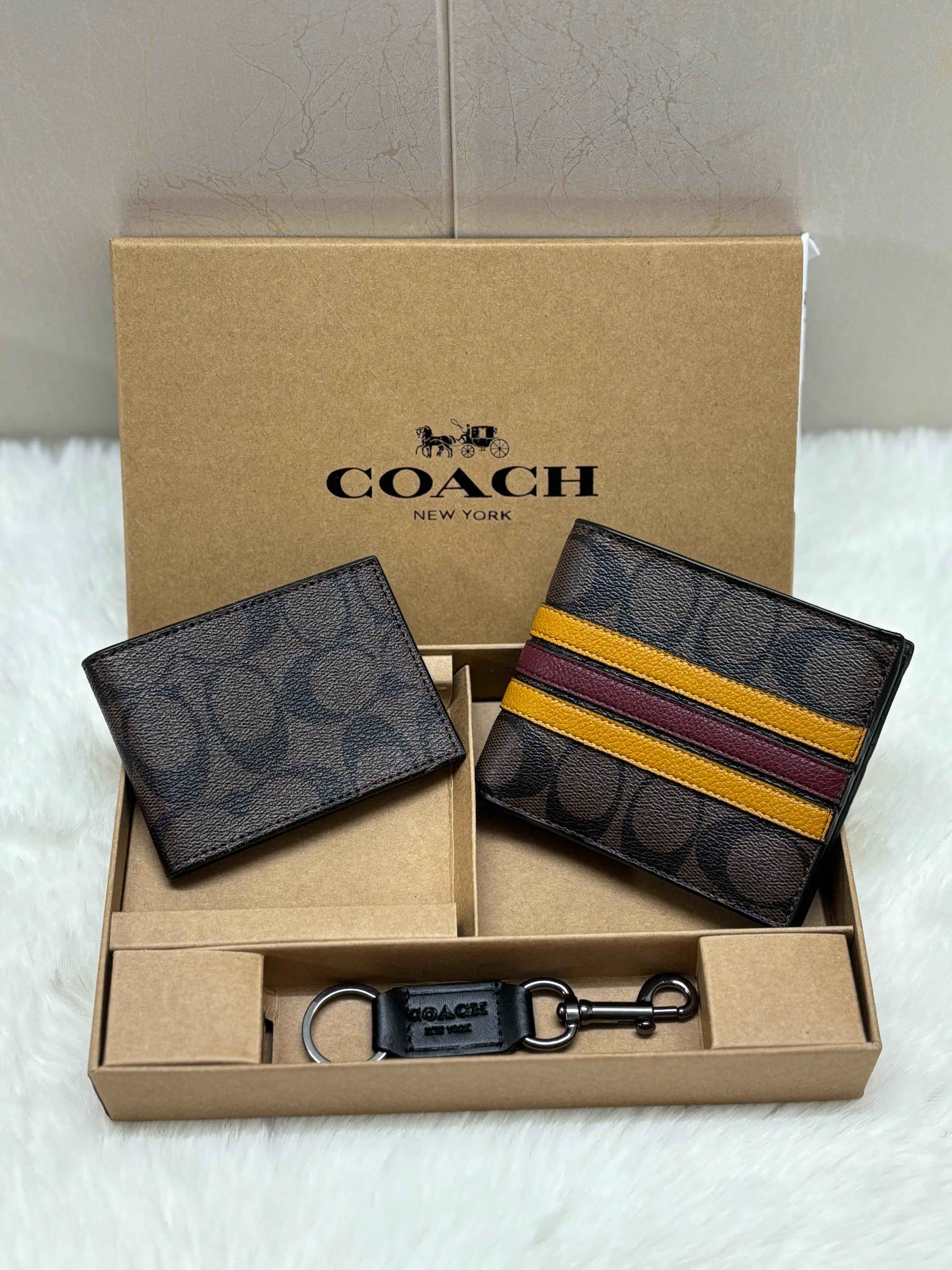 Luxury coach wallet set for men( 3 pcs set ) includes wallet.card holder,key chain holder