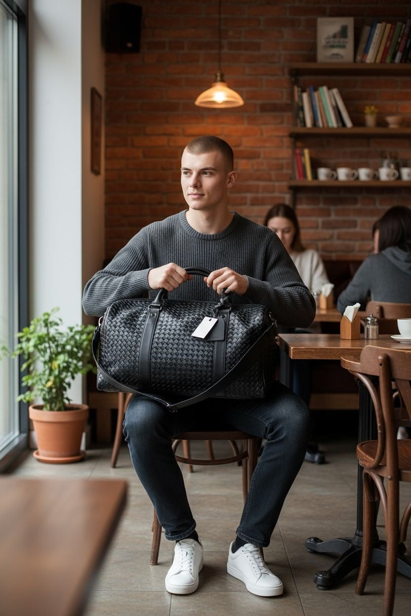 Luxury Bottega Veneta Large Leather Duffle Bag