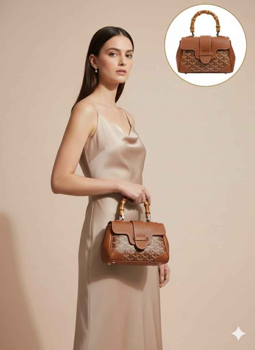 Luxury goyard sling with wooden handle