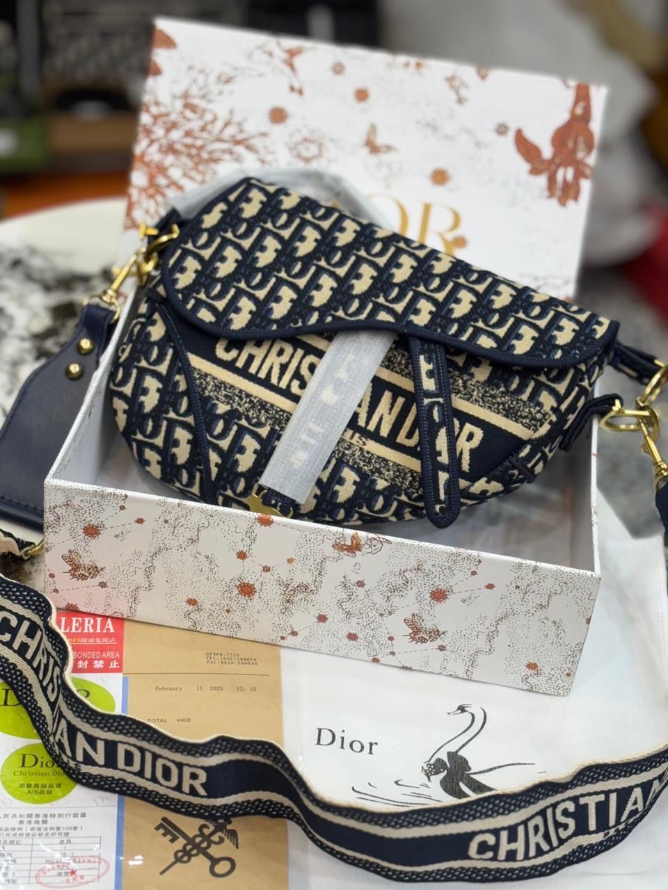 Christian dior saddle with broad belt